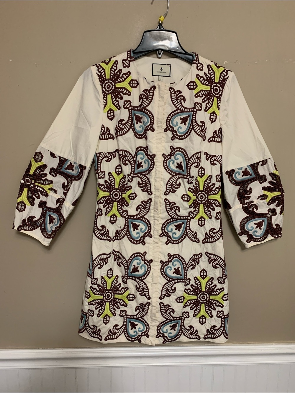 Tuckernuck Women’s Mini Embroidered Long Sleeve Rhoda Tunic Dress Size 2